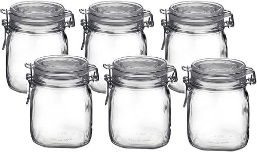 Bormioli Rocco Fido Clear Glass Jar with 85 mm Gasket.75 Liter (6 Pack), (Pack of 6), .75 Liter (Pack of 6)