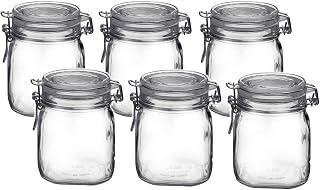 Bormioli Rocco Fido Clear Glass Jar with 85 mm gasket, (6 pack), 75 Liter (Pack of 6)