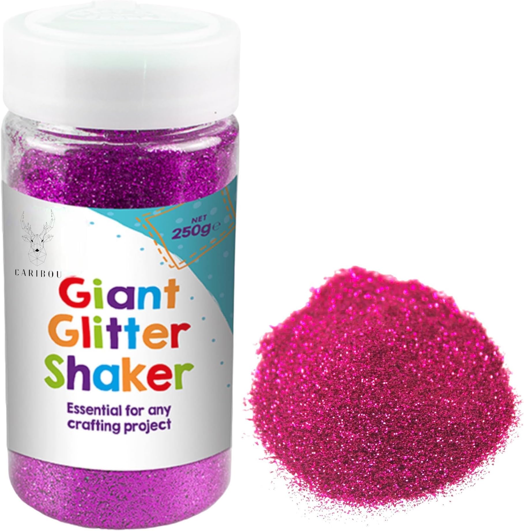 Big Giant Jumbo Hot Pink Glitter Shimmer Shakers 250g Pot of Sparkling Magic for All Arts and Crafting Projects