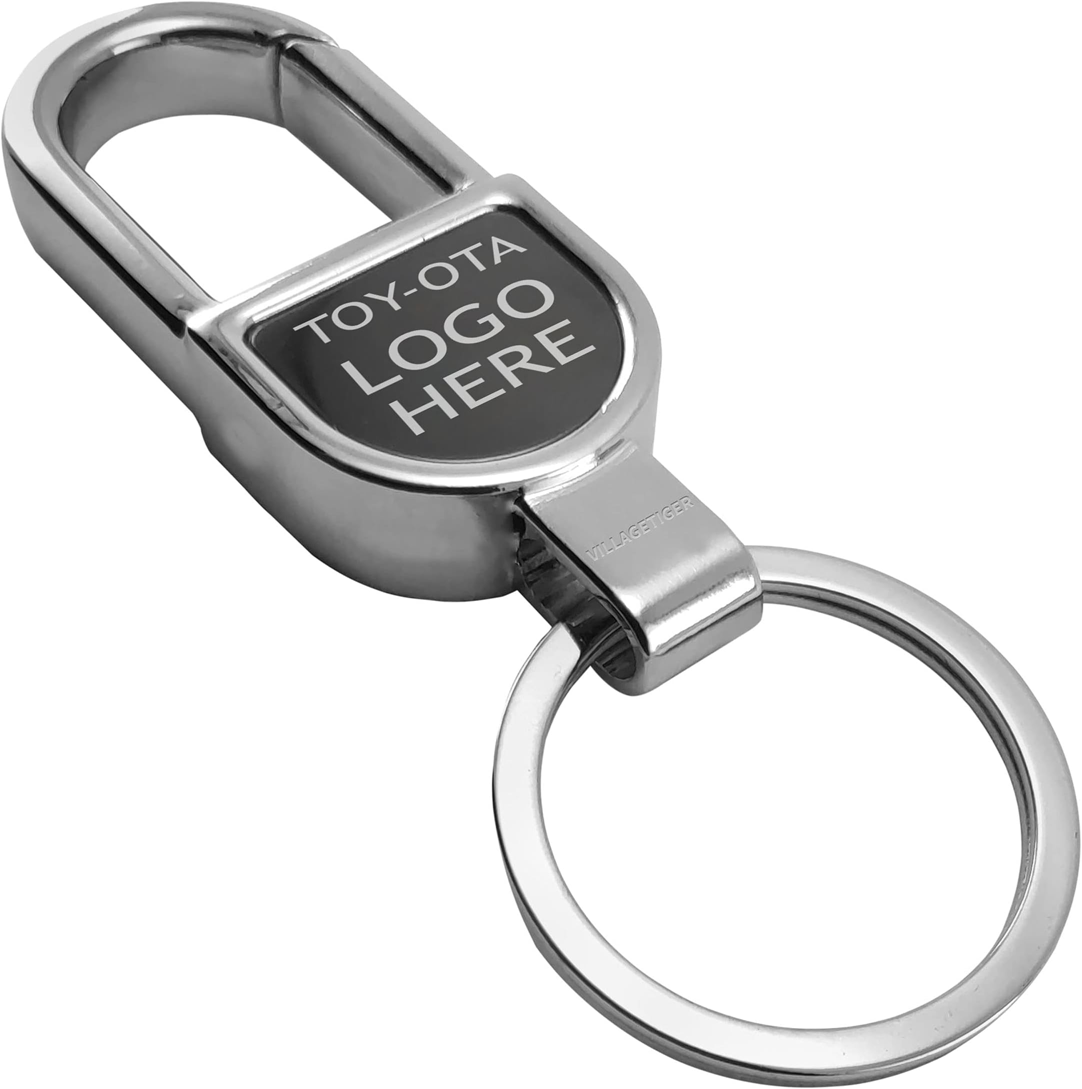 VillageTiger Chrome Finish Metal Car Keychain Keyring Accessories Compatible with Toy-OTA Platinum Etios Liva, Etios Cross, Glanza, Innova Crysta Cars Keychains