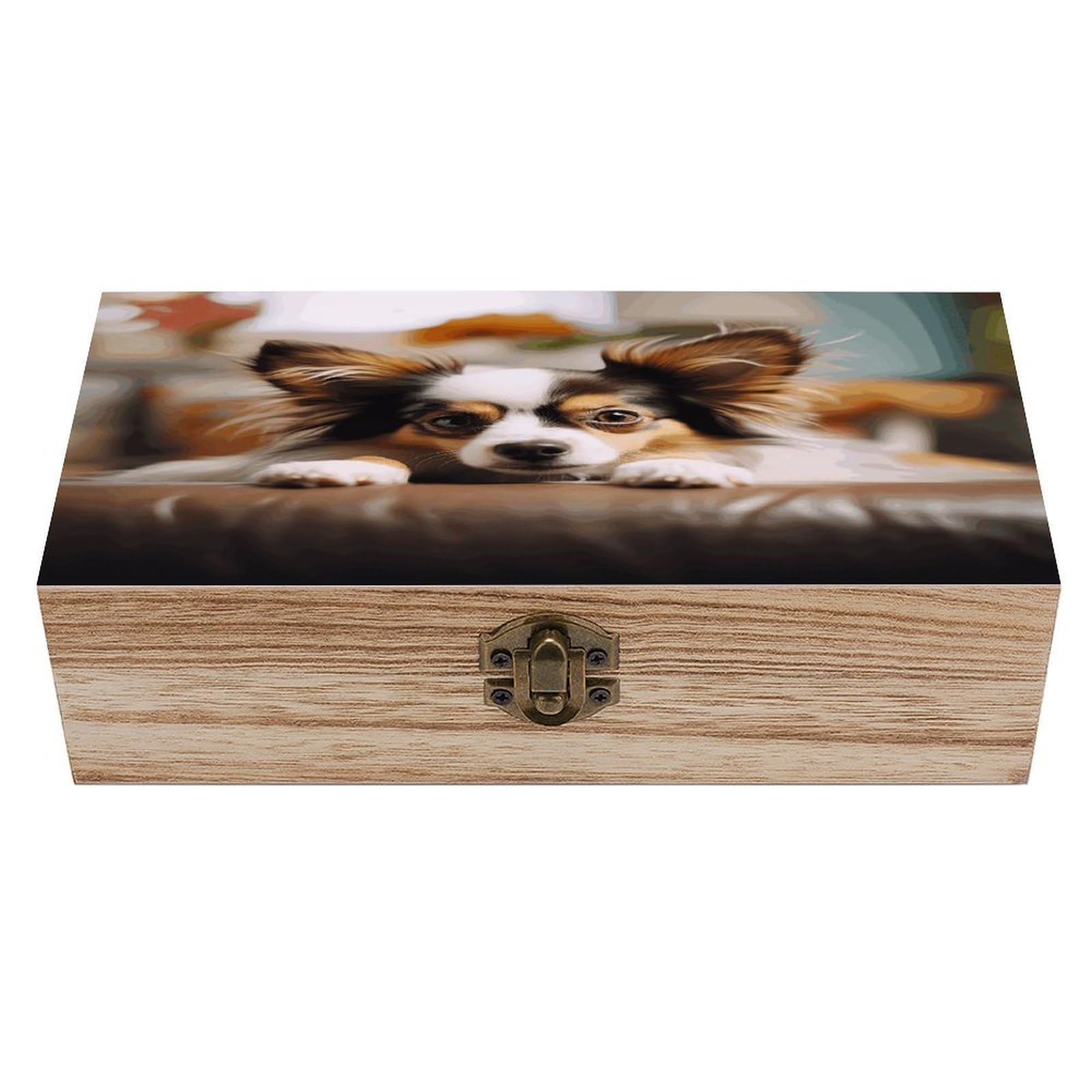 VstaDank Papillon Lying on Tummy Wooden Storage Box with Hinged Lid Natural Wooden Box Beautifully Keepsake Boxes Vintage Wood Boxes Jewelry Organizer Trinket Storage Chest Unique Gift