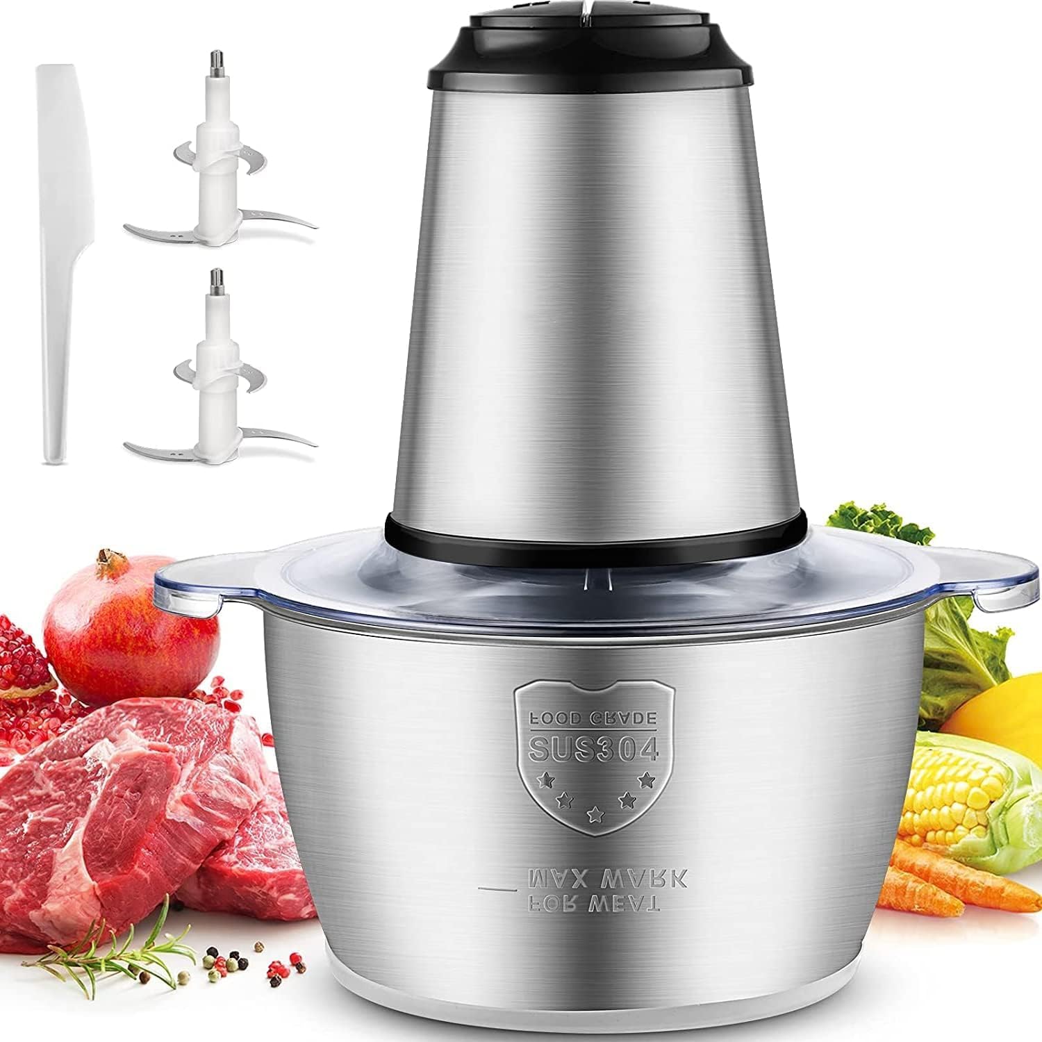 Swabs® Food Processor and Blender, Electric Meat Grinder Mincer Food Processor Cutter Meat Slicer | Speeds Control and Large SUS Bowl-image-1