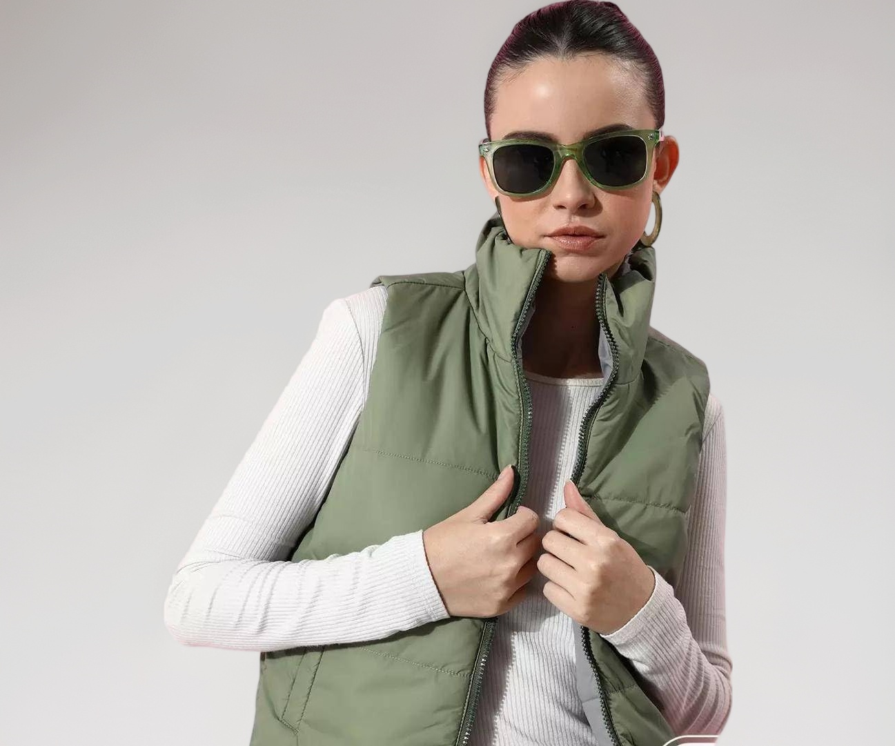 Buy MYSTIFY®Puffer Vest Women Zip Up Stand Collar Sleeveless Down