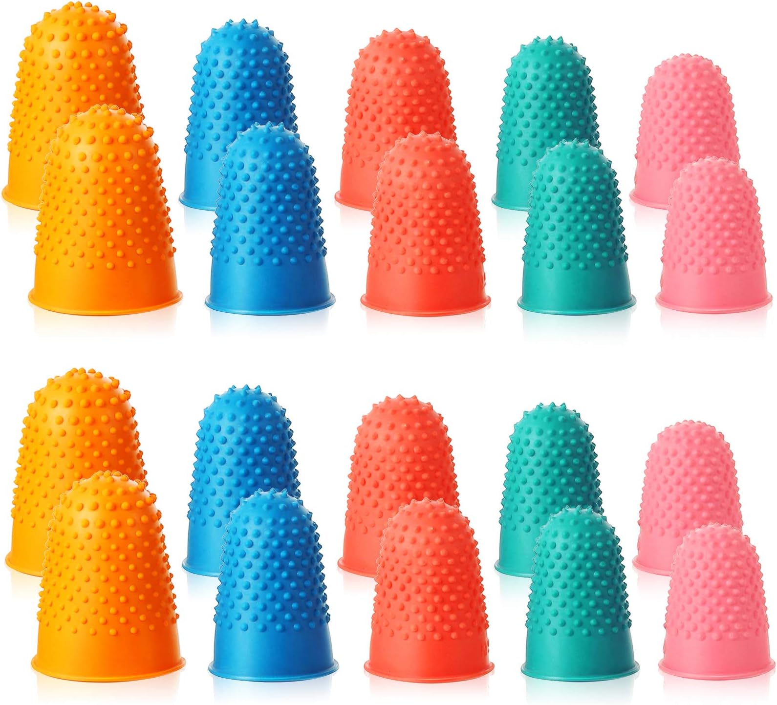 SATINIOR 40 Pcs Rubber Fingers Tip Covers Pads, 5 Sizes Rubber Finger Thimbles Silicone Thumb Protectors for Money Counting Collating Writing Sorting Paper Office Task Hot Glue Wax Rosin Resin
