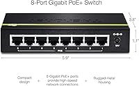 Vista 3 de TRENDnet Switch Gigabit PoE+ de 8 puertos, TPE-TG80G, 8 puertos Gigabit PoE+, presupuesto de alimentación PoE de 123 W, 16 Gbps, divisor Ethernet
