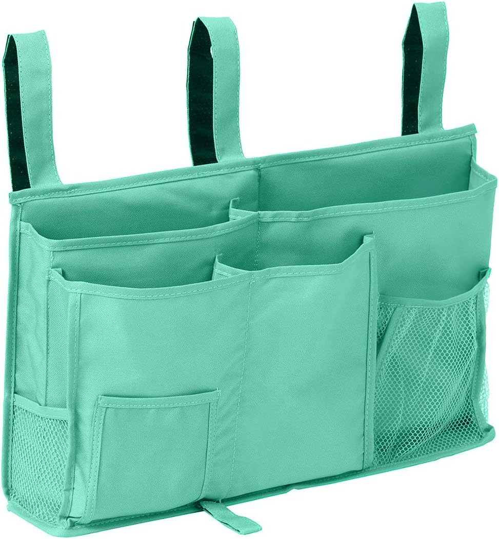 Bunk Bed Organizer - Bedside Storage Caddy with Pocket, Hanging Organizer for Camp, Dorm, Room, Hospital Bed Rail and More (Light Blue)