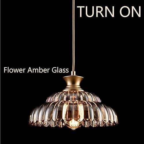 Miniatura 2 de HYDELITE Lámparas colgantes de cristal ámbar vintage, modernas, doradas, para isla de cocina, lámpara colgante ajustable para comedor, sala de