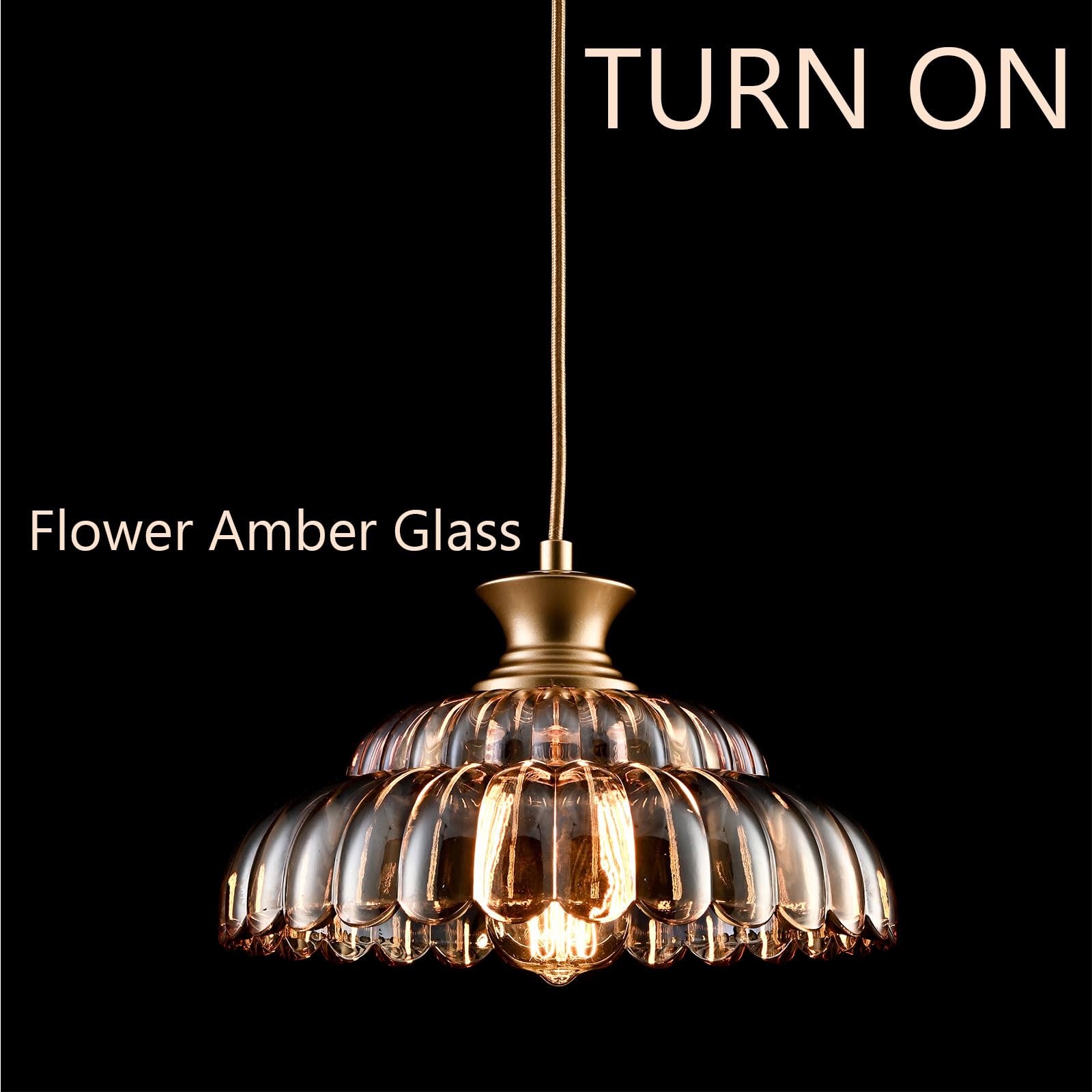 Condition photo showing New/Like New for hydelite vintage amber glass pendant lights modern gold kitchen island pendant light fixture adjustable hanging ceiling for dining living room restaurant entryway