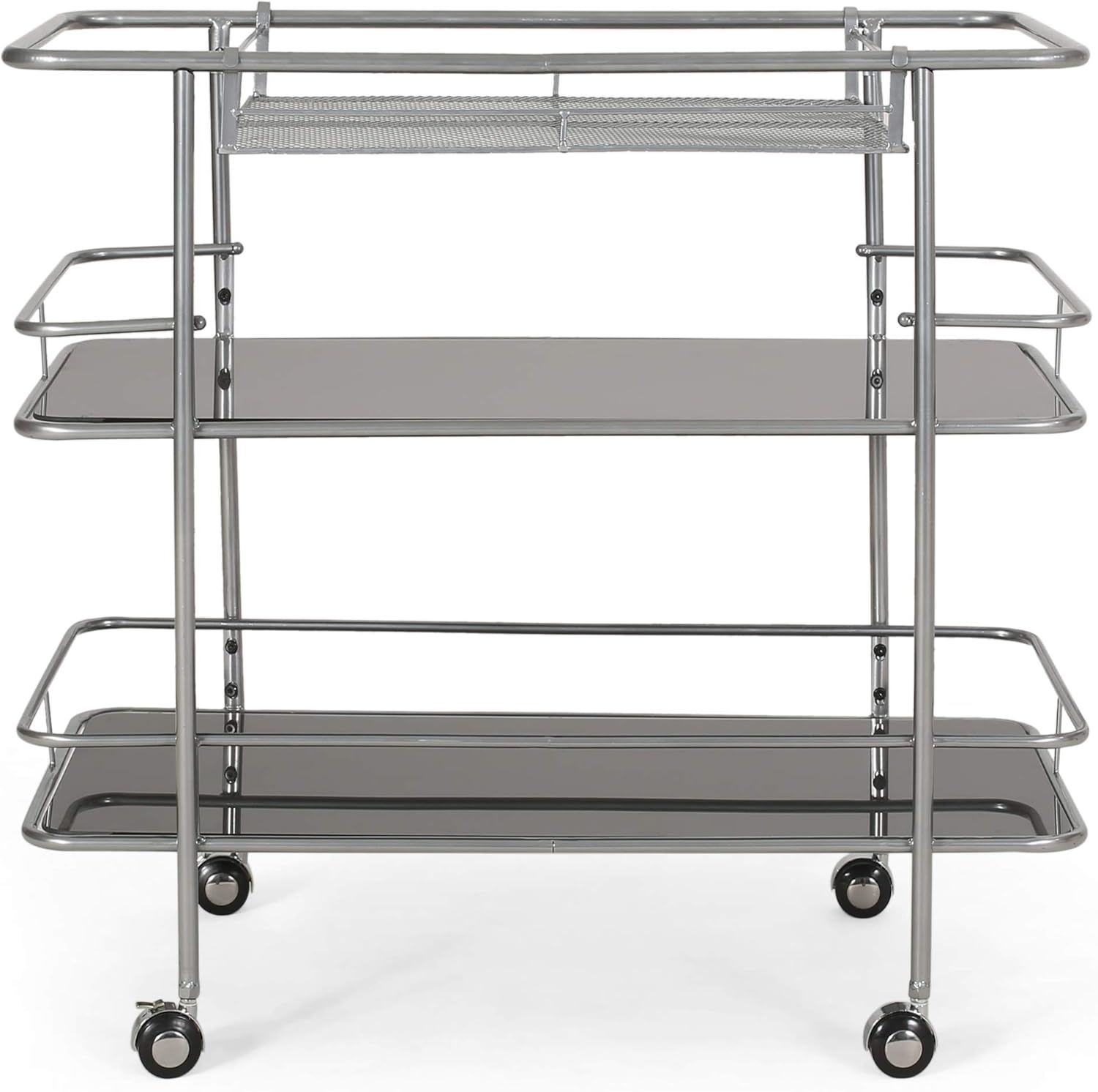 Christopher Knight Home Bridger BAR CARTS, Silver + Black Bar & Serving Carts