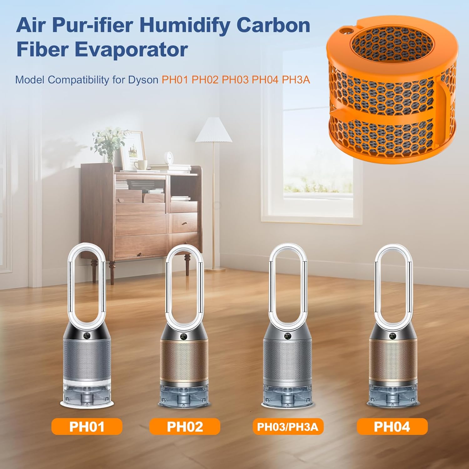 Air Puri-Fier Humidifier Carbon Fiber Evaporator Filter Replacement Part for Dy-Son PH01 PH02 PH03 PH04 PH3A Air Pur-ifier Replacement Parts,2 Pack - Image 2