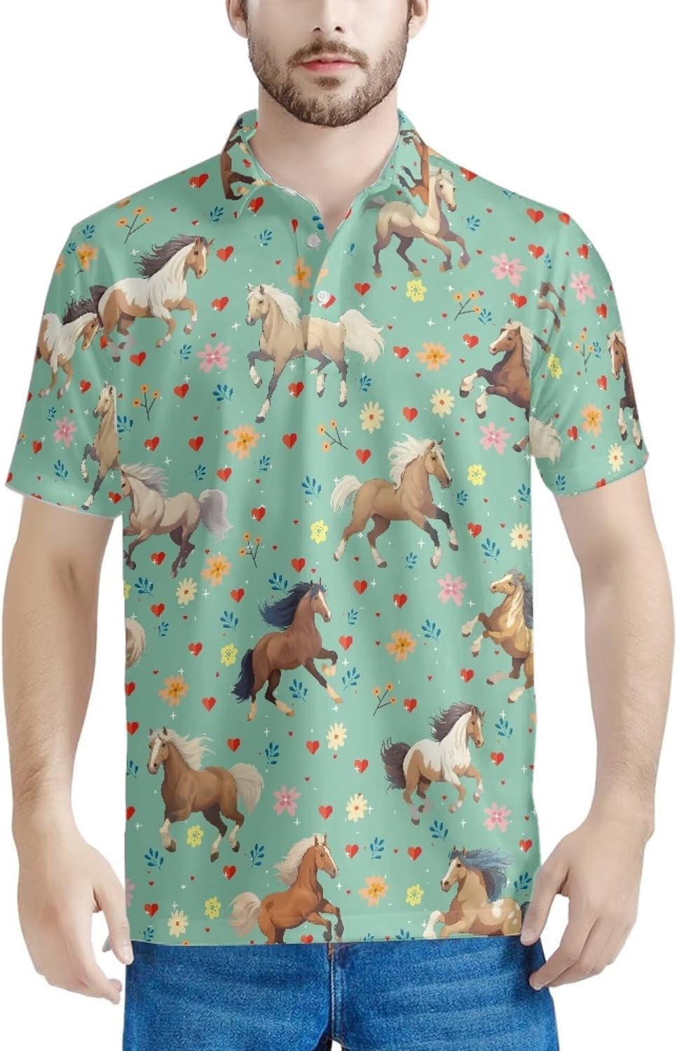 Mens Polo Shirts Short Sleeve Button Golf Polos Casual Collared T Shirts
