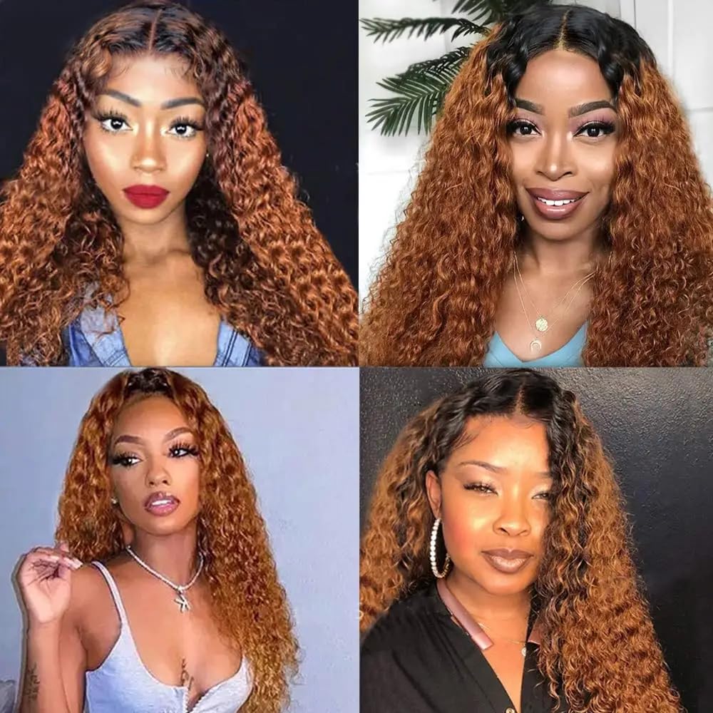 Brown Bundles Ombre Human Hair 1B30 Deep Wave Human Hair Ombre Brown Deep Bundles Wet And Wavy Unprocessed Brazilian Virgin Human Hiar Bundles 22 22 22 Inch