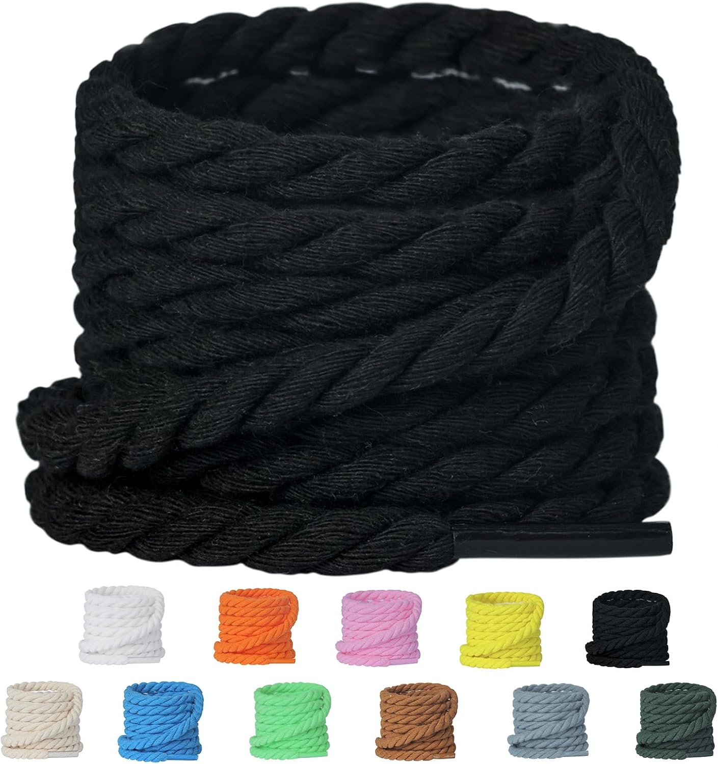 Olukssck 2 PairsThick Rope Shoe Laces for Sneakers, Round Chunky Shoelaces for Men Women Shoes