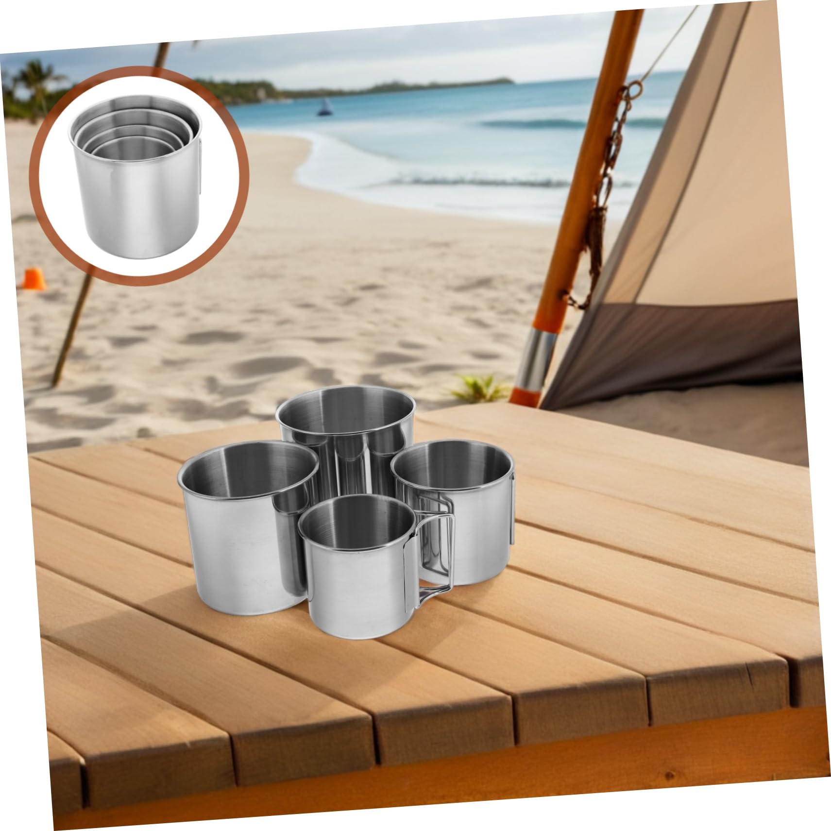 Toyvian 4stücke Klappbarer Edelstahlkaffeebecher Camping-becherset Mit Tragbarem Griff Reisebecher Für Wanderungen Und Multifunktionaler Wasserbecher Für Outdoor-aktivitäten