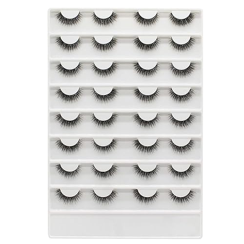 16 pares de pestañas cortas naturales diarias 3D de visón, pestañas postizas de doble capa, maquillaje esponjoso, suaves y ligeras, extensiones de