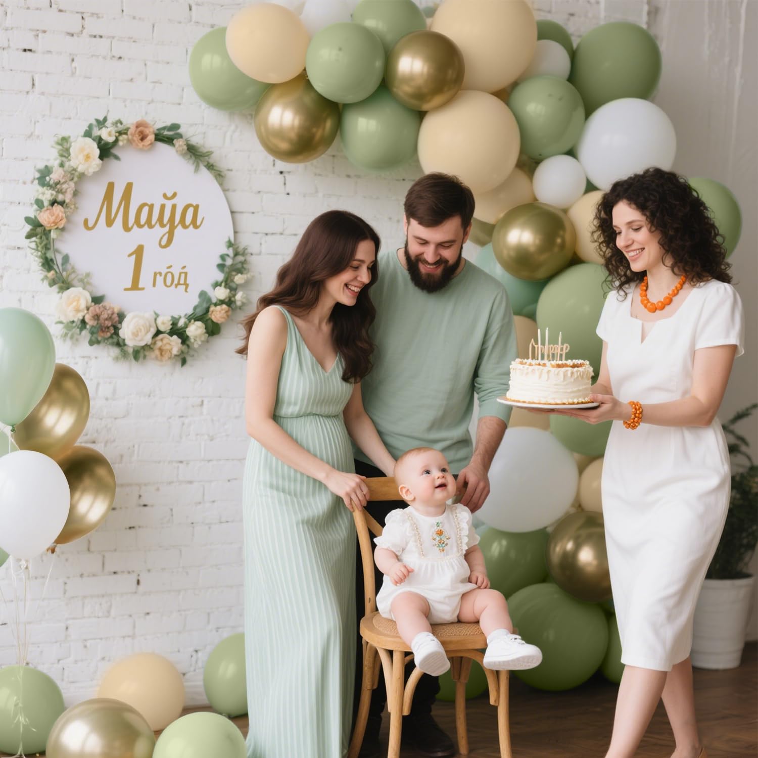 Groene en gouden ballonnen, 60 stuks - 30,5 cm saliegroen en metallic