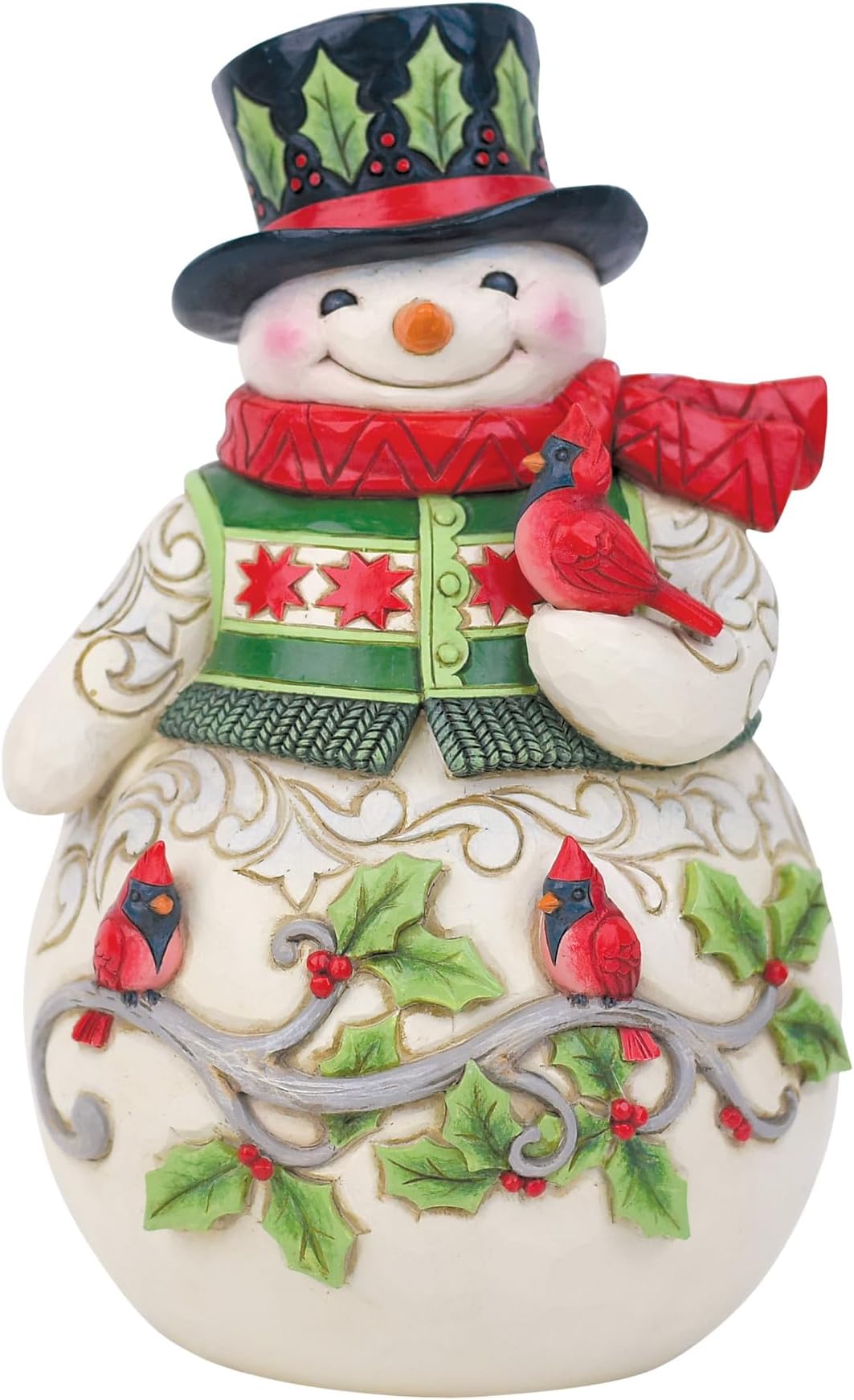 Enesco Jim Shore Heartwood Creek Four Seasons Mini Muñeco De Nieve Con Nido En La Cabeza