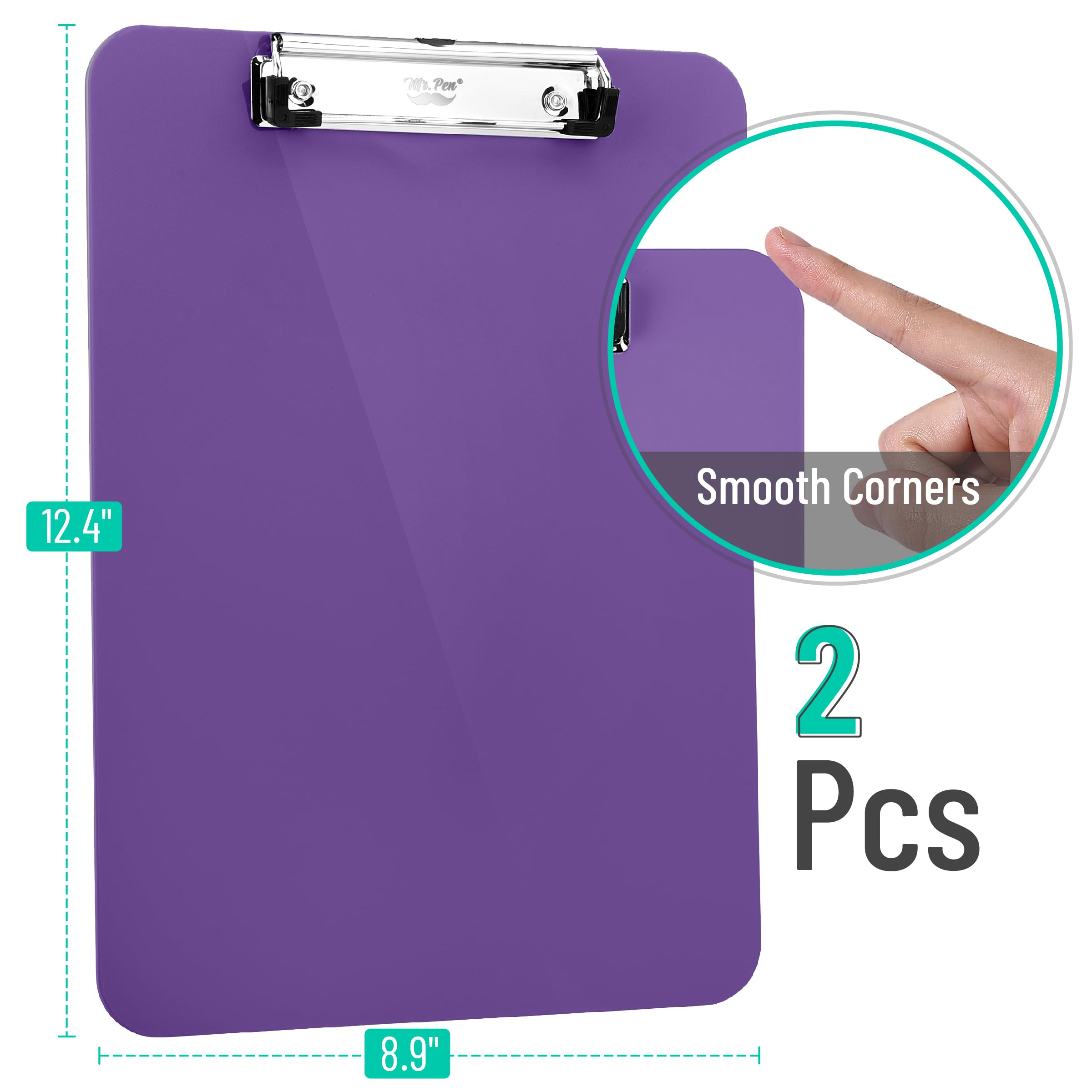 Mr. Pen- 12.5” x 9” Plastic Clipboard, 2 Pack, Purple, Kids & Adults Clipboard - Image 2