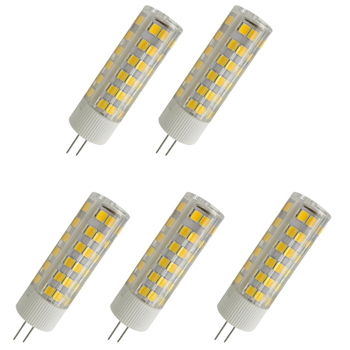 Aoxdi G4 LED Bulb 7W, Warm White, 75 SMD 2835 Replacement G4 Halogen Bulb, AC/DC12V, 5-Pack (Warm White)