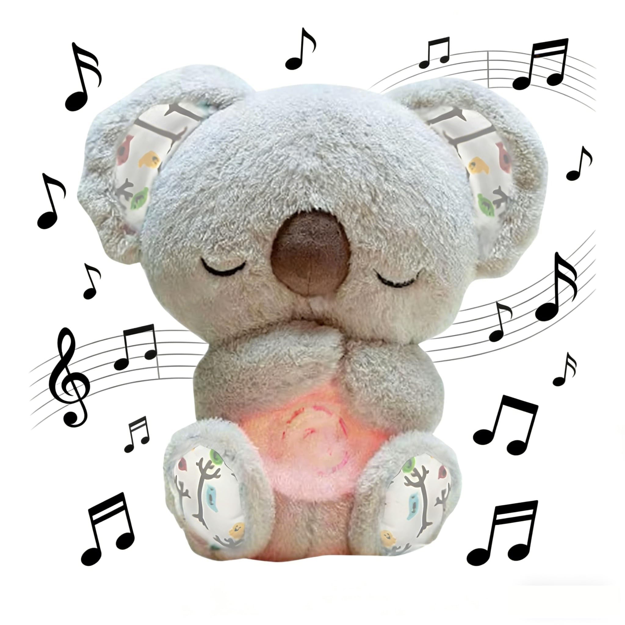 Genérico Koala to Relieve Anxiety, Otter Baby Sleeping Breathing, Plush Anxiety, Baby Sleeping Koala Toy with Music Lights and Breathing Movements Sleep Aid