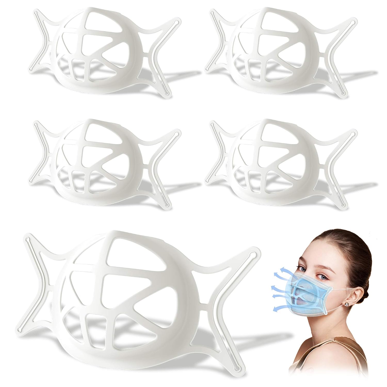 Mask Bracket -Silicone 3D Face Mask Bracket Inner Support Frame for More Breathing Space,Face Internal Support Frame|Under Frame Lipstick Protector Keep Fabric off Mouth to Create More Breathing Space