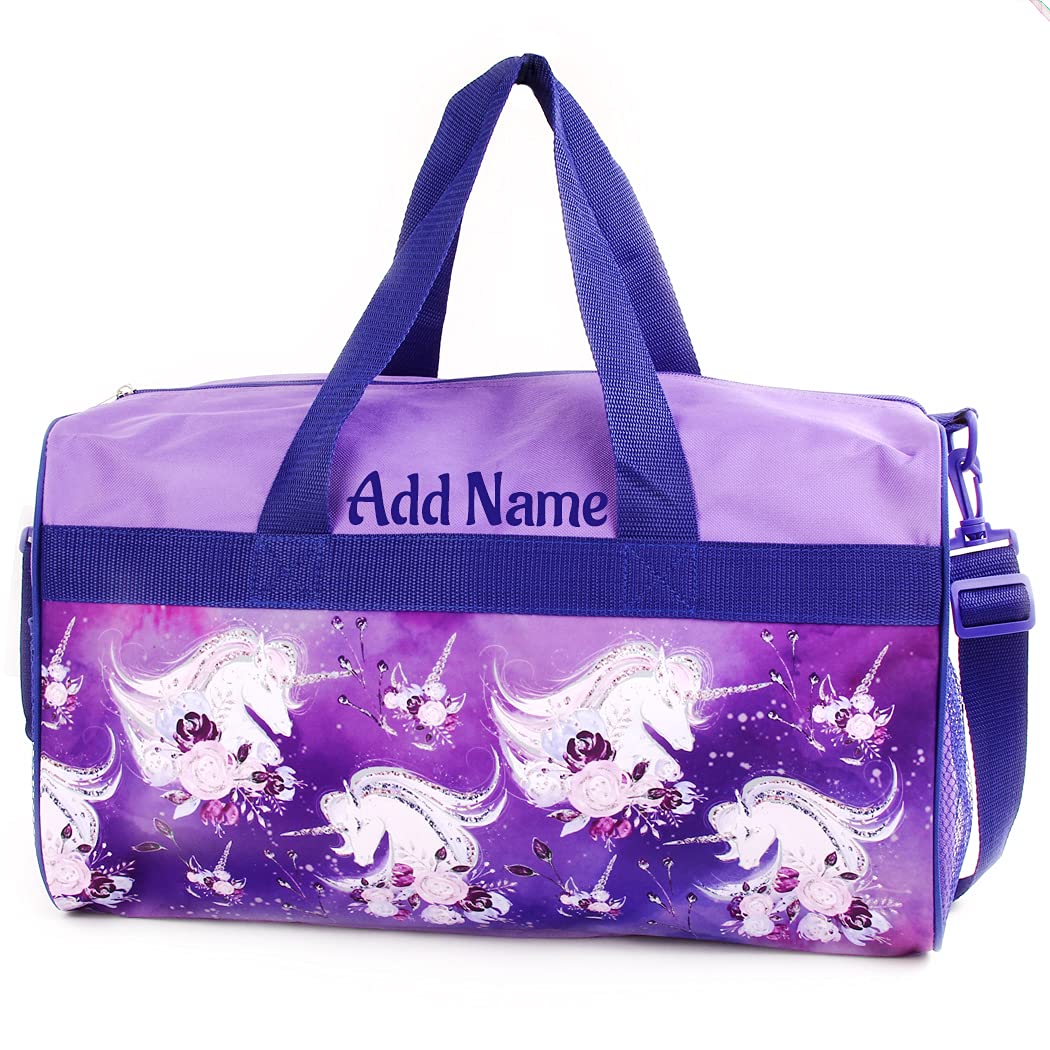 Personalized Kids 18 Inch Duffel Bag for Sports, Travel and Sleepover - Unicorn
