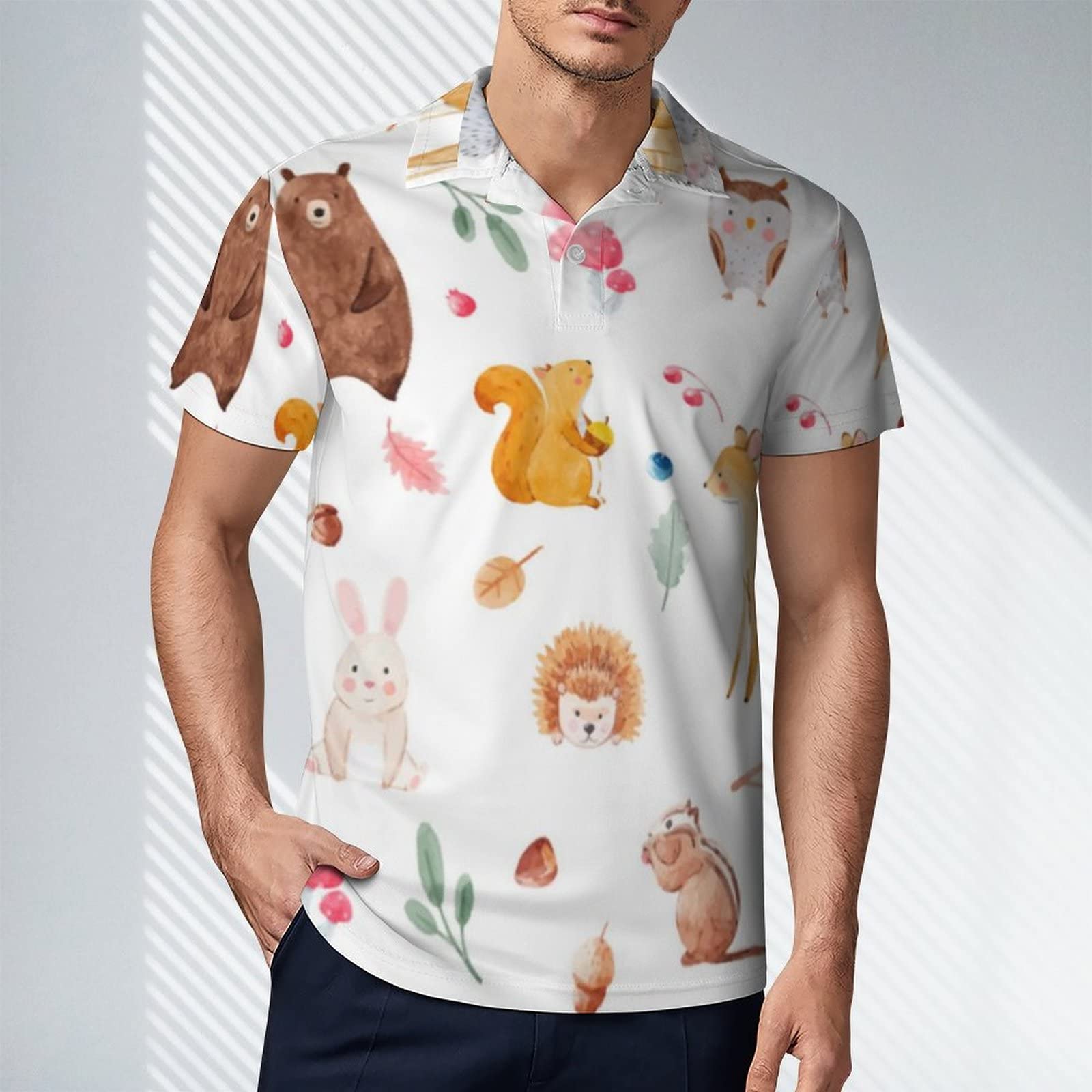 Amazon.co.jp: ポロシャツ 半袖 メンズ POLOシャツ 動物柄 熊 リス