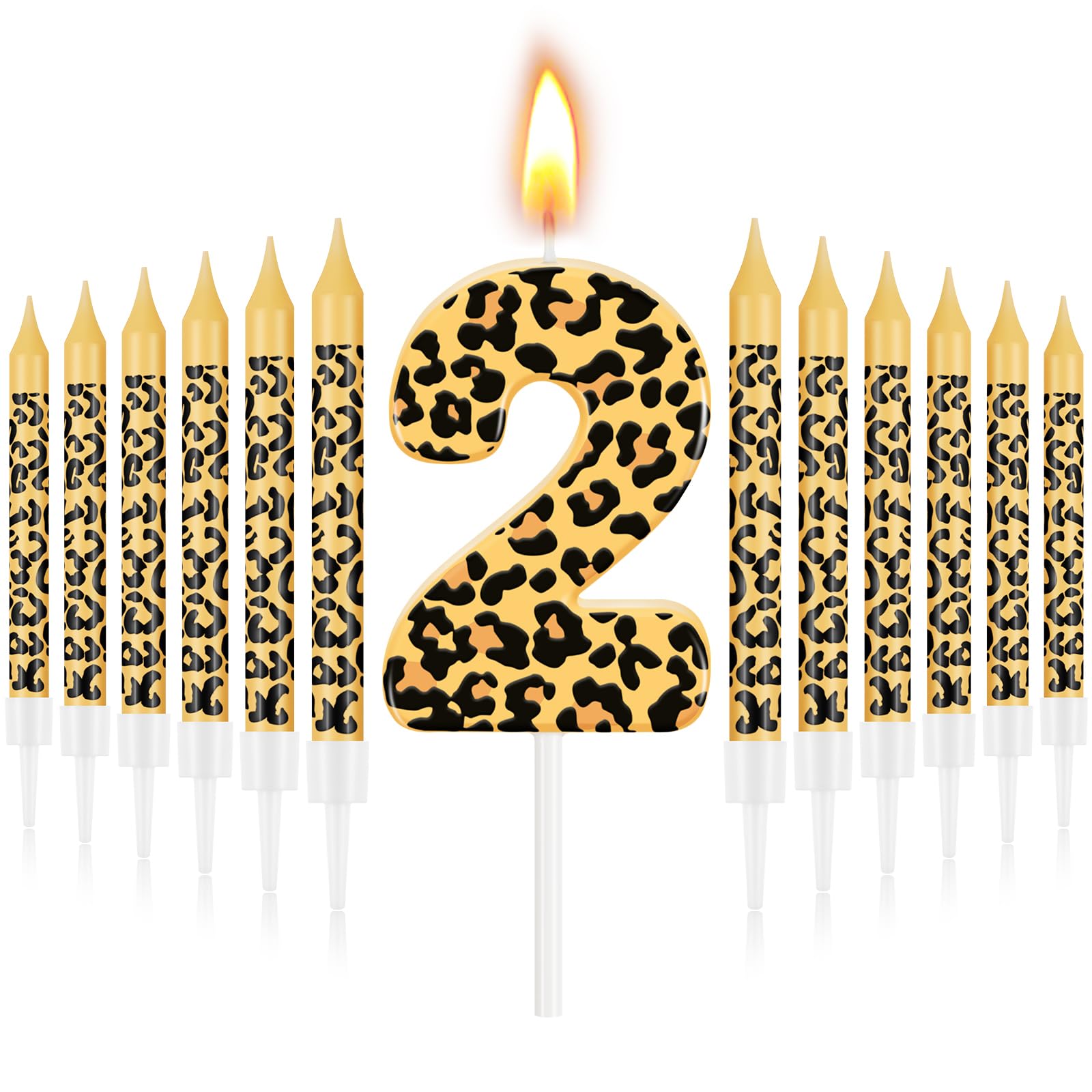 Amazon.com: MTLEE Number 2 Leopard Print Candles with 12 Pcs
