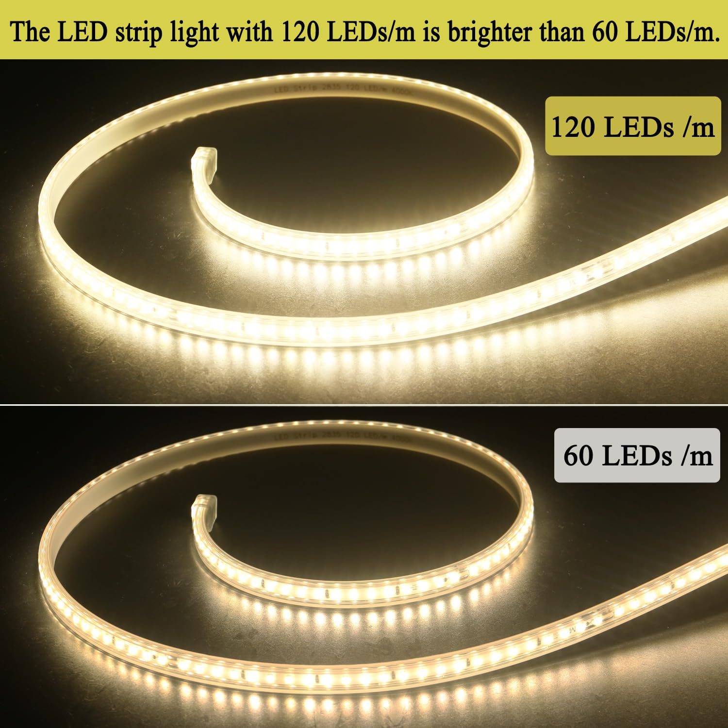 Ruban LED 15m, Très Lumineux Bandeau LED 220V 230V sans Transformateur Etanche IP65 Bande 120 LEDs/m, 4000K Bandeau Lumineux LED avec Interrupteur, Blanc Naturel