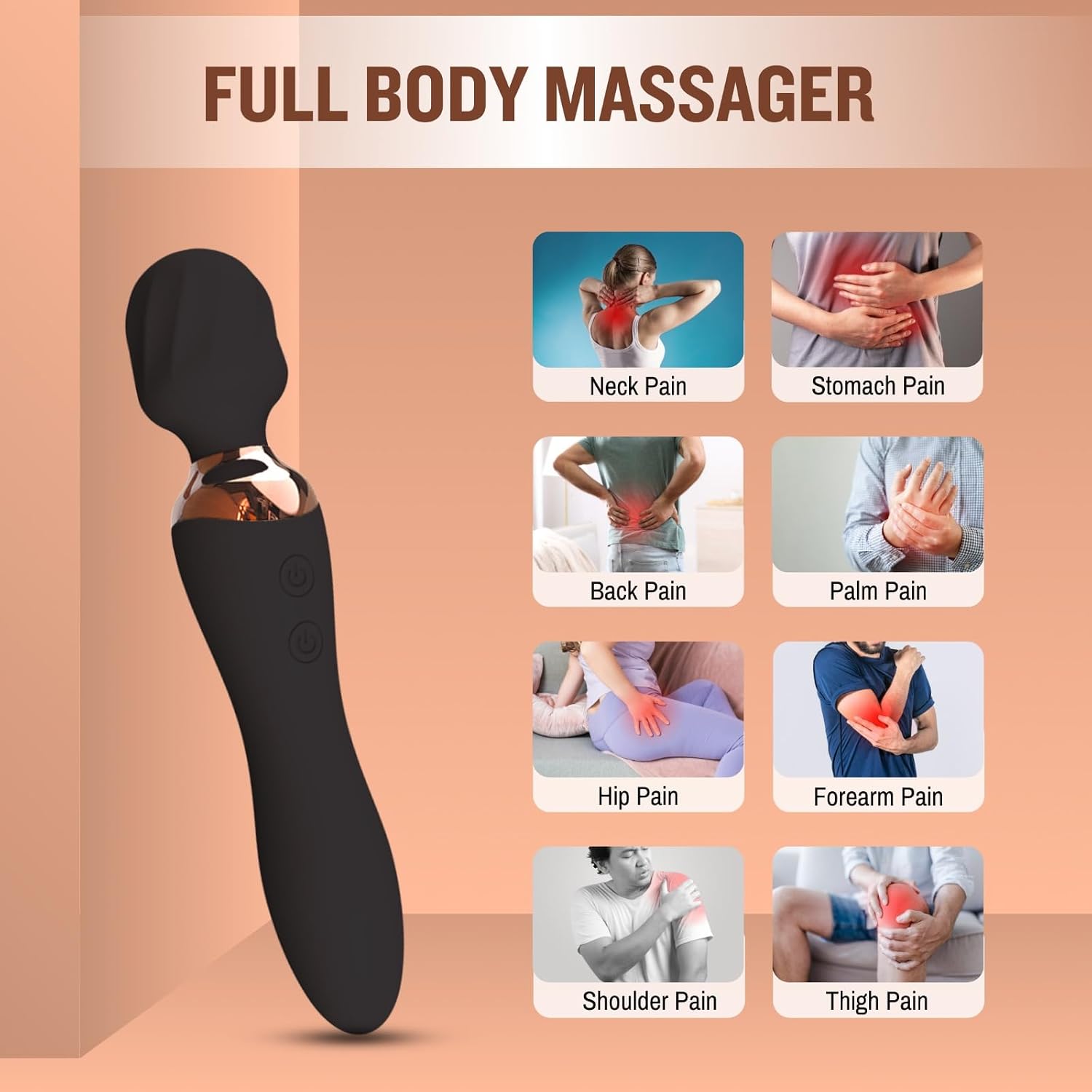 Brago Dual Head Body Massager | Pain Relief, Stress Relaxation Massager | Dual 4D Motors, 24 Modes, Waterproof, Rechargeable (Duo Bliss - Black) Brago Dual Head Body Massager | Pain Relief, Stress Relaxation Massager | Dual 4D Motors, 24 Modes, Waterproof, Rechargeable (Duo Bliss - Black)
