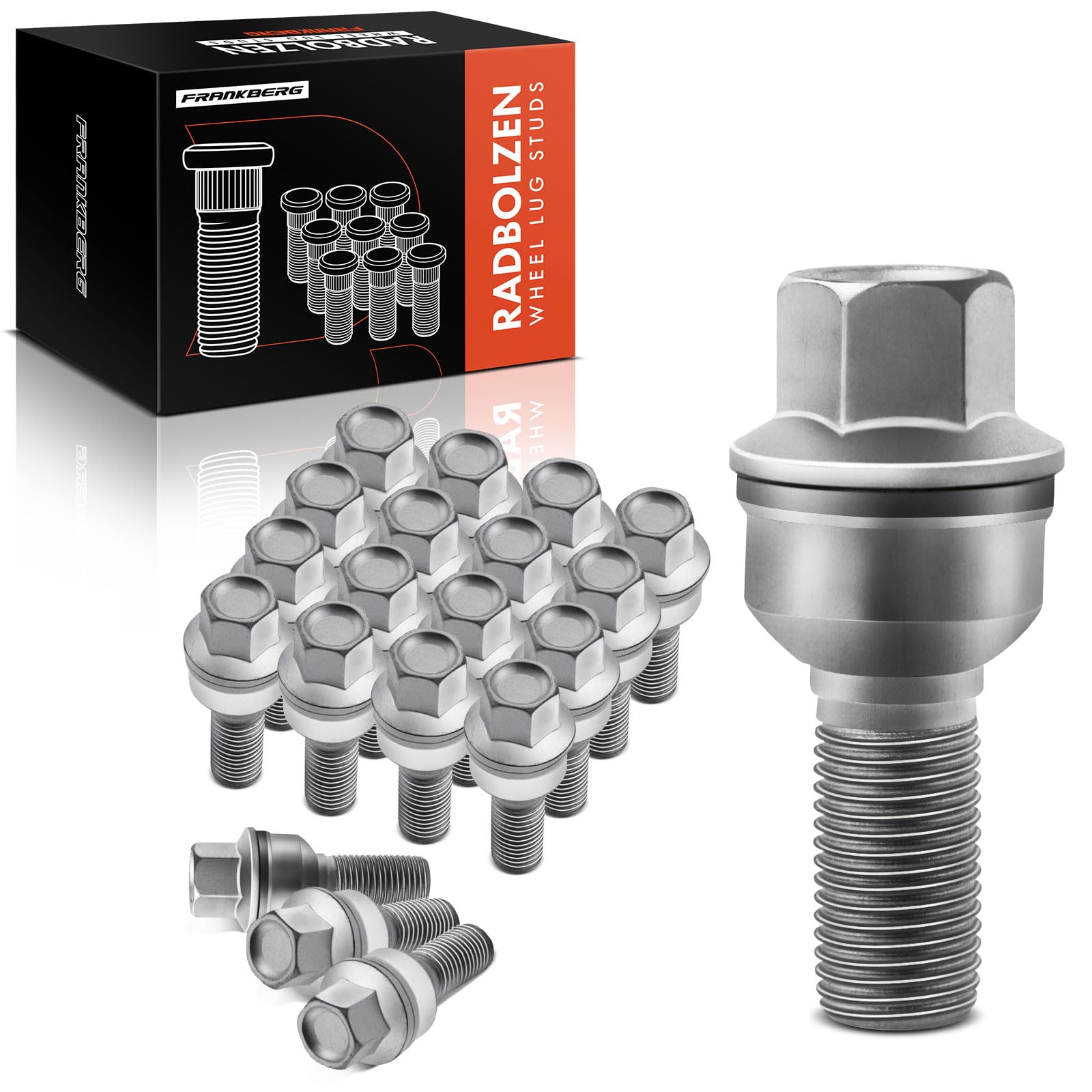Frankberg 20x Radbolzen Radschraube 8R0601295 | Kompatibel mit Q7 4MB 4MG, A8 4H2 4H8 4HC 4HL, Q3 8UB 8UG, Q8 4MN 4MT, E-Tron GEN, Q3 F3B, Q5 8RB, Q7 4MB 4MG 4MQ