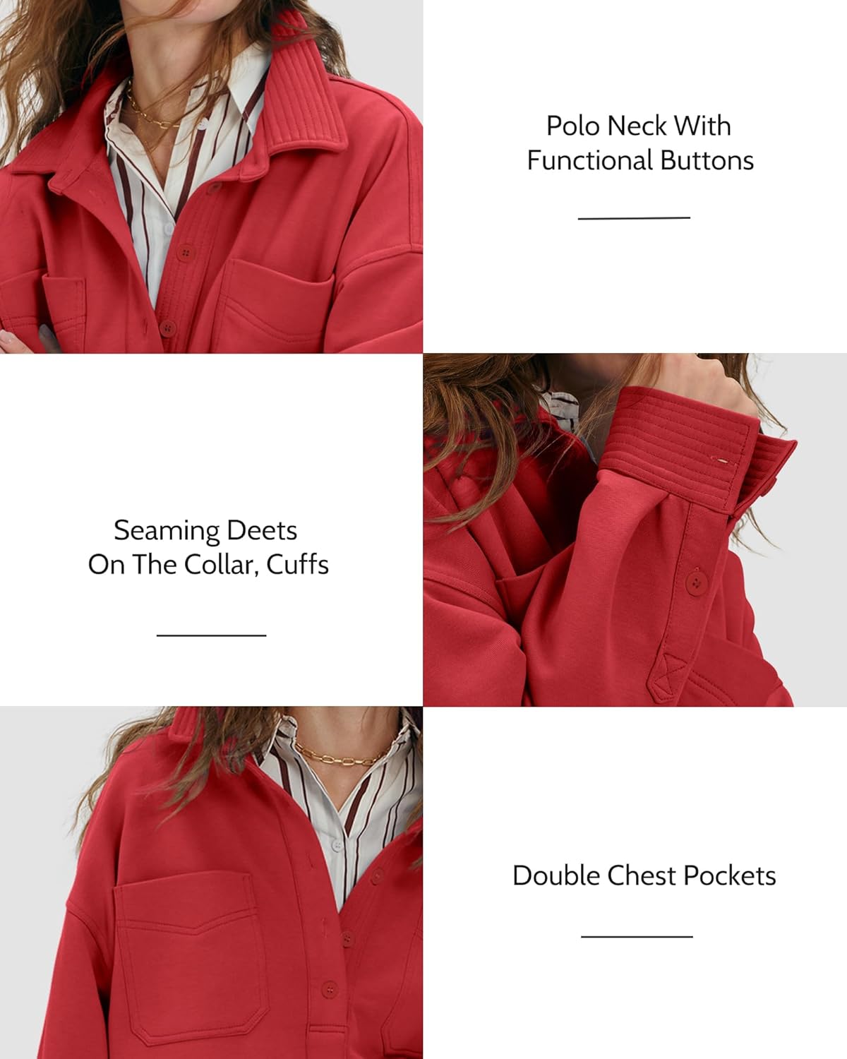 Gacaky Sweatshirt for Women Oversized Casual Long Sleeve Polo V Neck Split Pullover Tops Fashion Outfits Clothes - Image 5