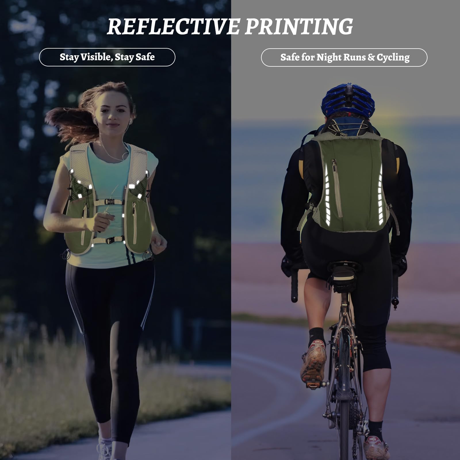Zounich Laufweste mit 500ml Trinkflasche, Ultraleicht Laufweste für Damen und Herren, Multifunktionale Trinkrucksack 7L, Reflektierende Laufrucksack, für Laufen, Marathon, Radfahren