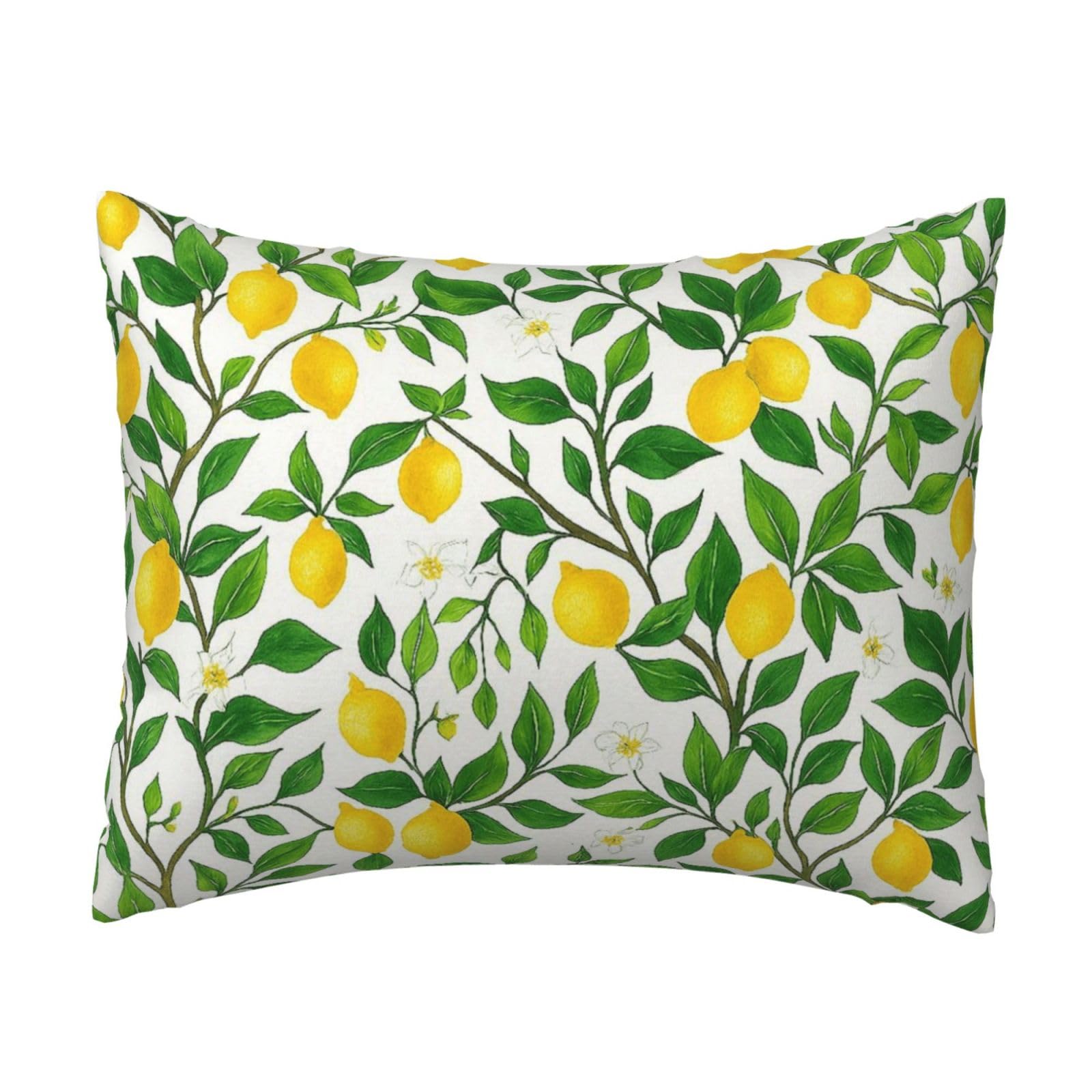 Lemon and Flower Pillowcase Soft Plush with Zipper Decorative Pillowcovers 16x20 in