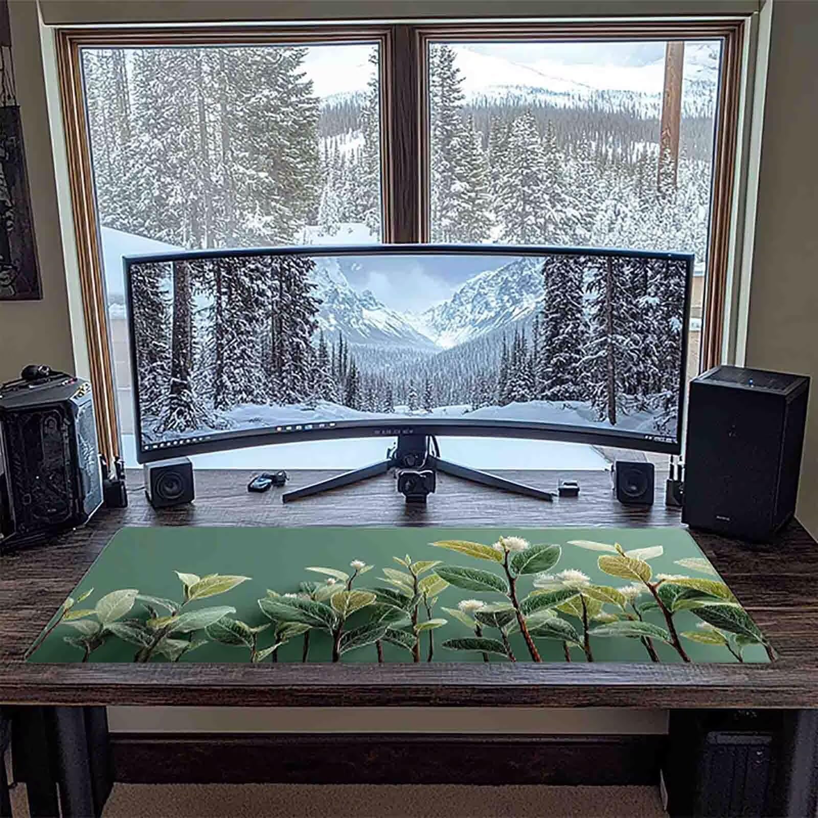 Tappetino Mouse XXL 1000x500mm Verde salvia Mousepad Foglia Tappetino Scrivania Grande, con base in Gomma Antiscivolo, Impermeabile Sottomano Scrivania per Computer, Ufficio, Accessori Gaming 5-5074k