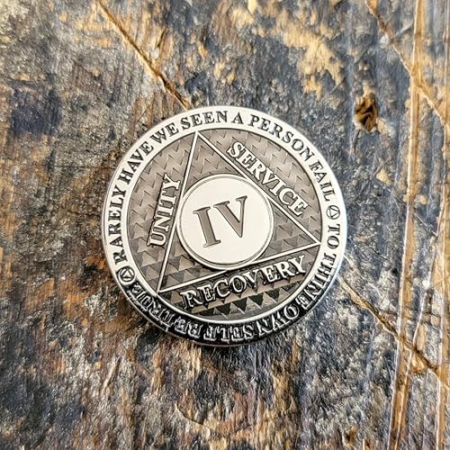 Miniatura 7 de Moneda de sobriedad de 4 años  Chip AA Legacy  Ficha de aniversario de recuperación de triplaca gruesa (azul)