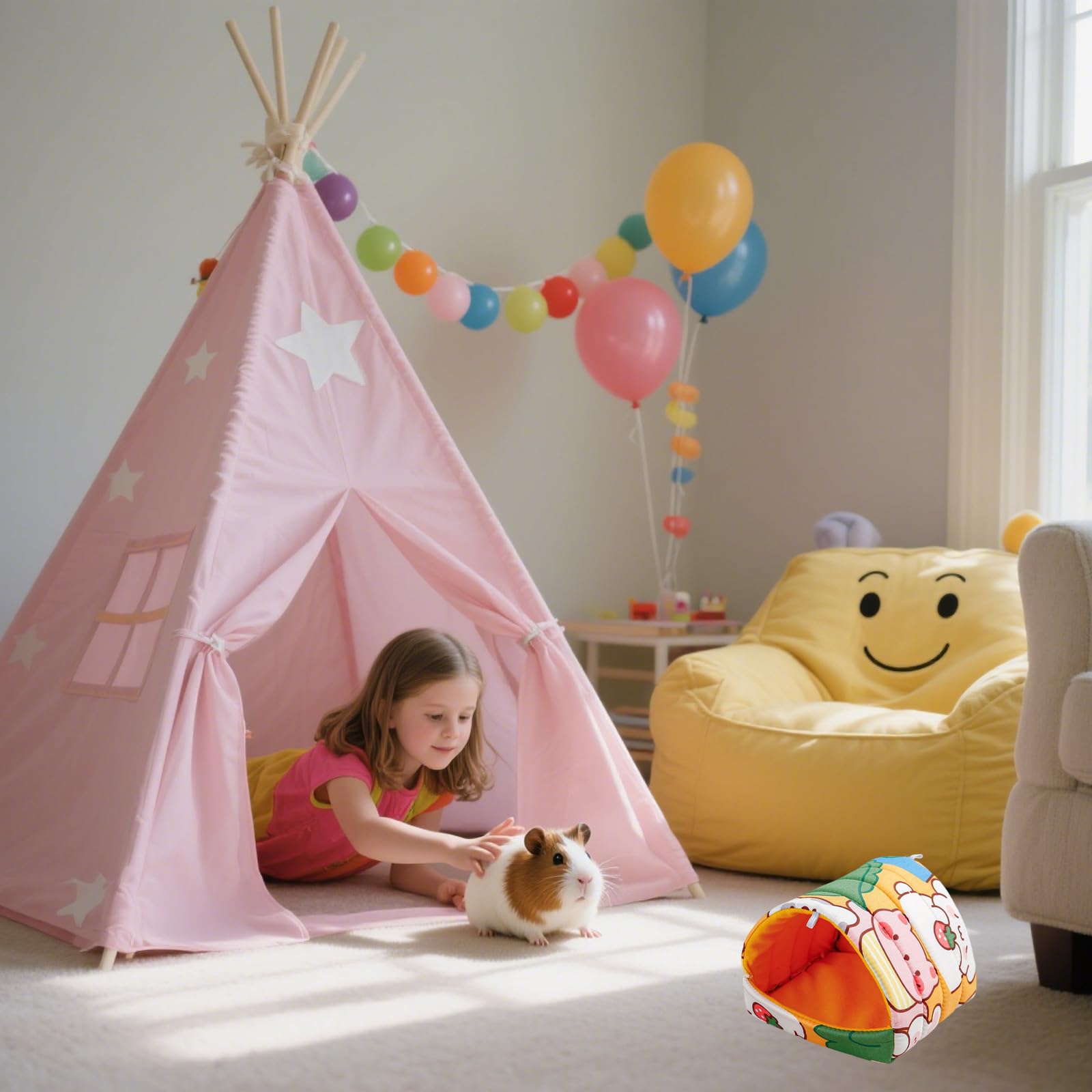 Guinea Pig Bed Secure & Warm Nest, Cute Small Animal Winter Bed, Non Slip Yellow Guinea Pig House - Image 4