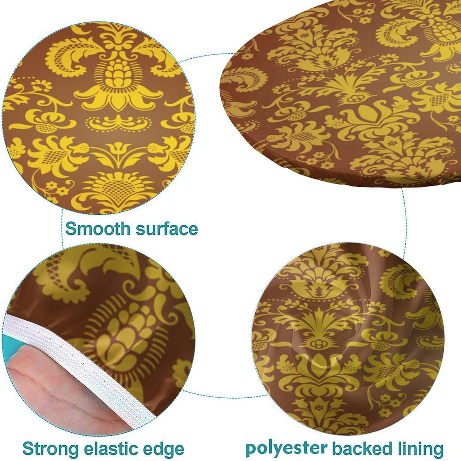 Abstract Pattern Printed on Oval Tablecloths, Elastic Dining Table Cover, Table Pads for Dining Room Table Oval, Fits for 42" x 60" Oval Table