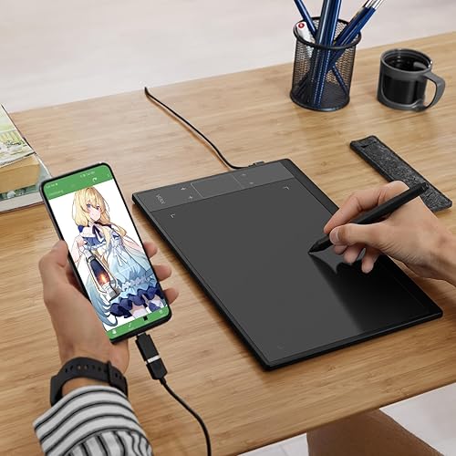 Miniatura 4 de VEIKK Tableta de dibujo A30 V2 de 10 x 6 pulgadas con sensibilidad a la presión 8192, bolígrafo y almohadilla táctil, 4 teclas de acceso rápido para