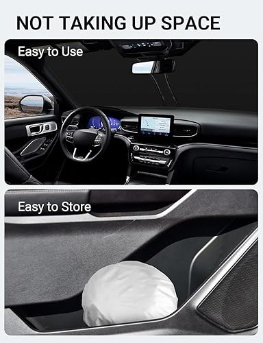 Vista 145 de Proadsy Parasol para parabrisas para BMW X1 F48 2016-2022 de 4 capas plegable, protector de parasol frontal que bloquea los rayos UV y mantiene