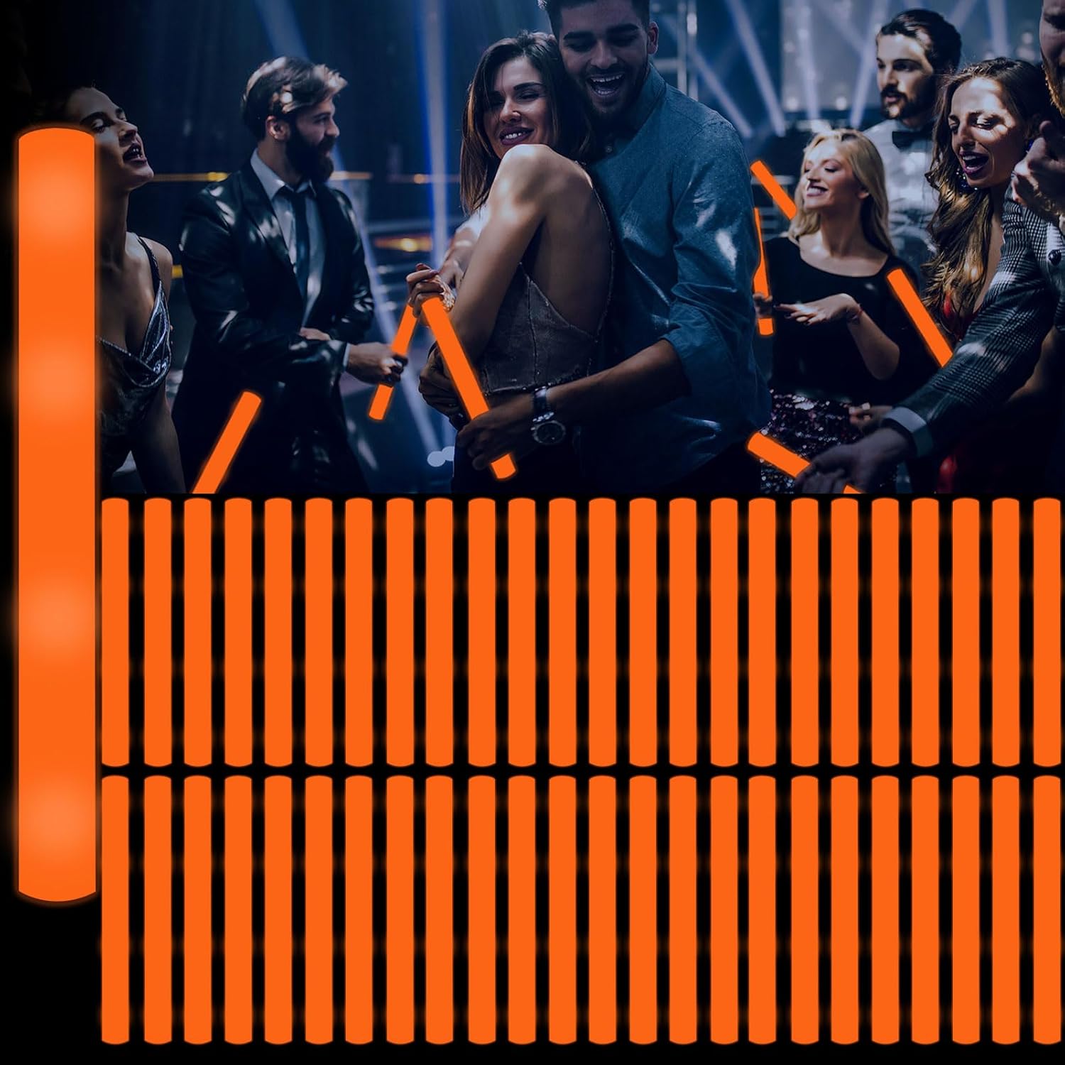 60Pack LED Glow Foam Sticks Bulk,Light Up Glow Sticks with 3 Flashing Modes,Orange Glow Wands Party Pack,Glow In The Dark Party Supplies for Halloween,ThanksGiving Day,Christmas,Birthday