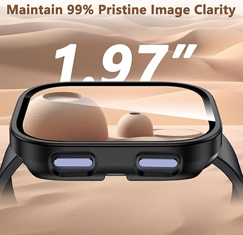 Miniatura 5 de EWUONU Paquete de 2 fundas compatibles con Amazfit Bip 6, protector de pantalla de vidrio templado con cubierta de policarbonato duro, a prueba