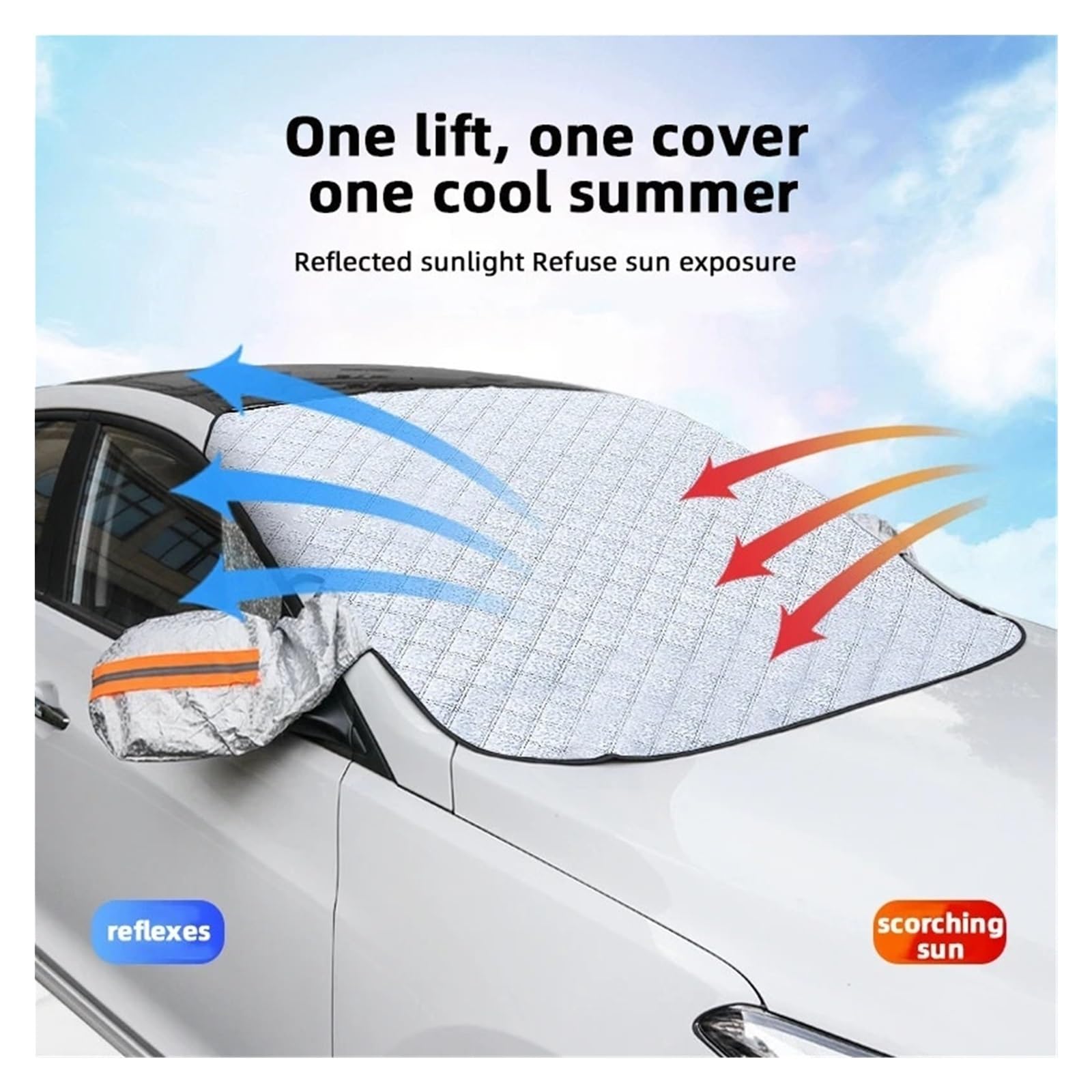 Cubierta de Parabrisas Coche magnético Engrosada, Protector Solar contra la Nieve, Escarcha, Delantero, Impermeable, a Prueba Viento Protector Parabrisas Coche(SUV Version)