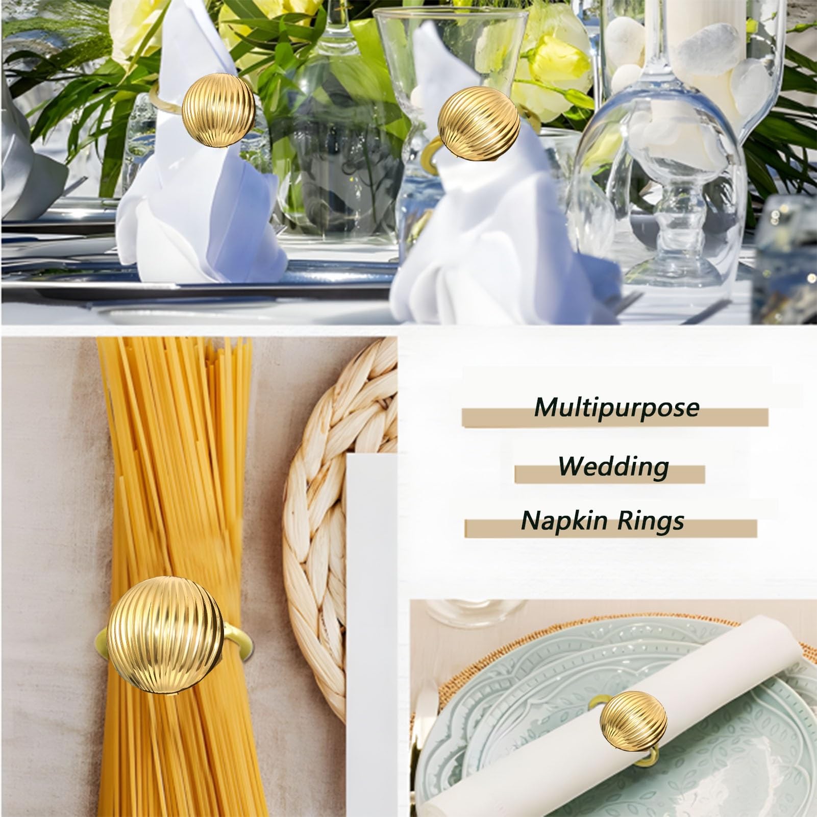 150 piezas de hebillas de servilletas redondas de Metal Dorado, anillos redondos para servilleteros, para mesas de comedor, Fiestas, bodas, reuniones familiares