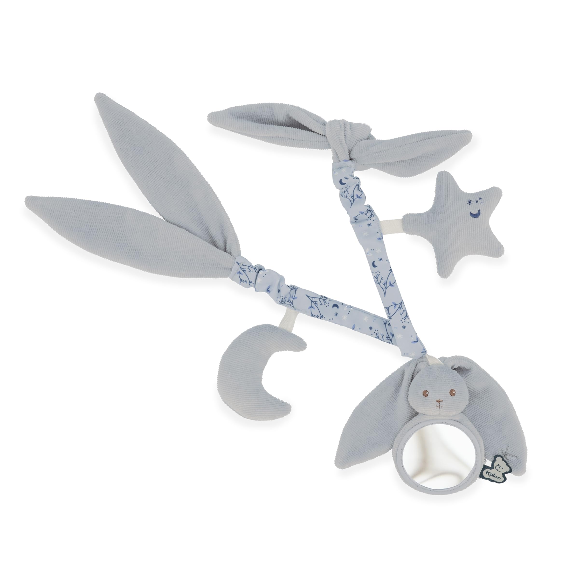 KALOO - Chaîne d'activités Bébé - Idéal Poussette, Lit, Cosy - Longueur 40cm - Arche D'activités Lapinoo pour Bébé avec Hochet - Coloris Bleu - Dès la Naissance - K218021