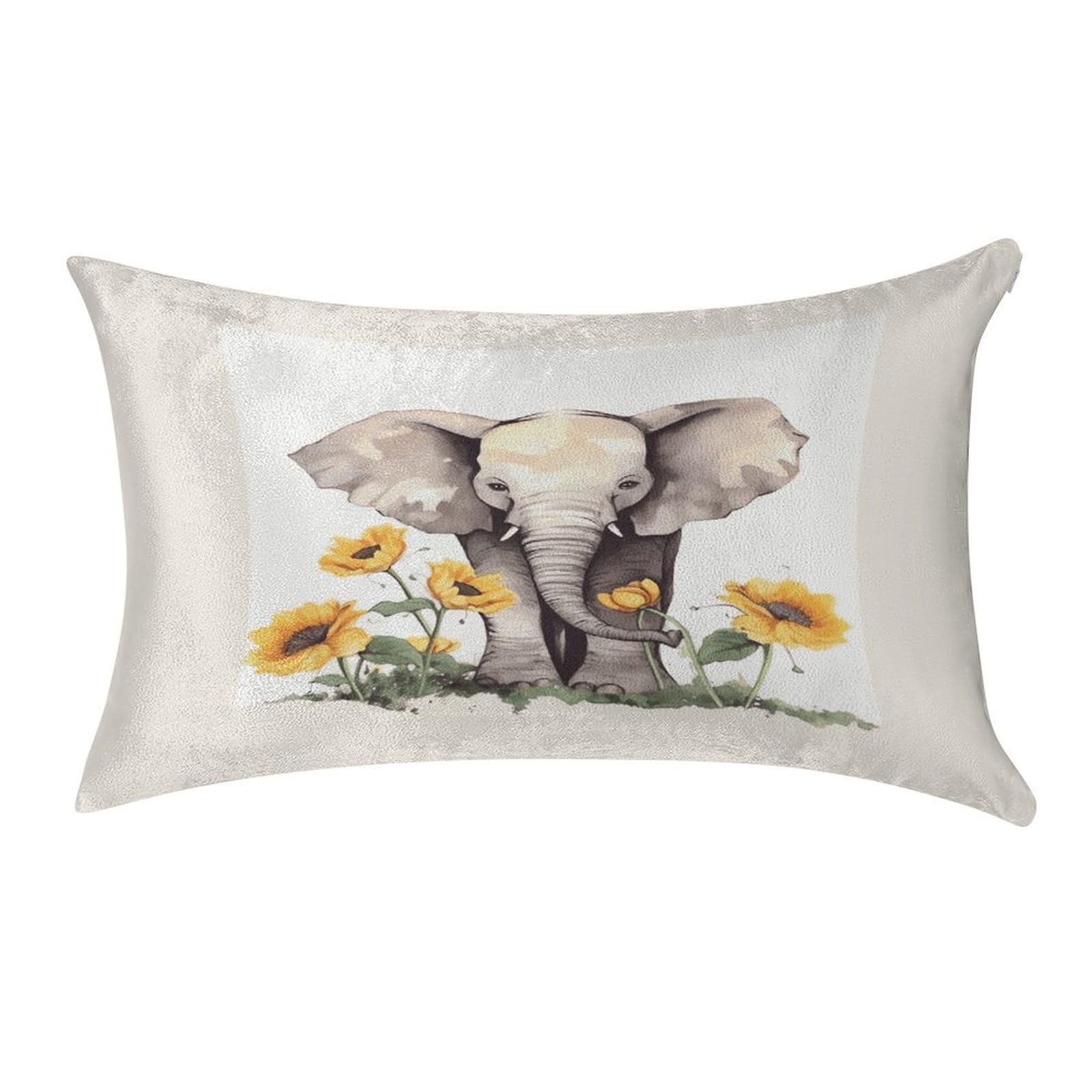 FekiLoot Elephant and Sunflower Pillow Cover Modern Lumbar Pillow Covers Easy Care Velvet Pillowcase Super Soft Cushion Case Rectangular Throw Pillow Cover for Couch Sofa Bedroom Car Decor