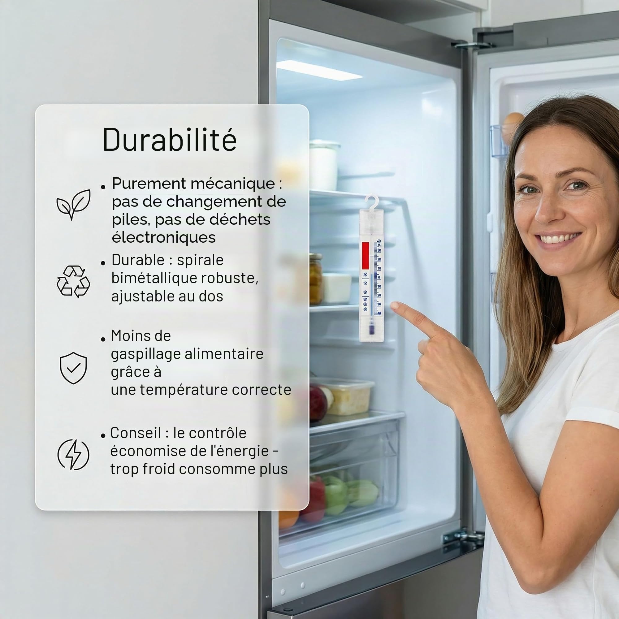 Lantelme 3 thermomètres analogiques pour réfrigérateur, congélateur, glacière - avec Crochets - +/- 40°C 4883