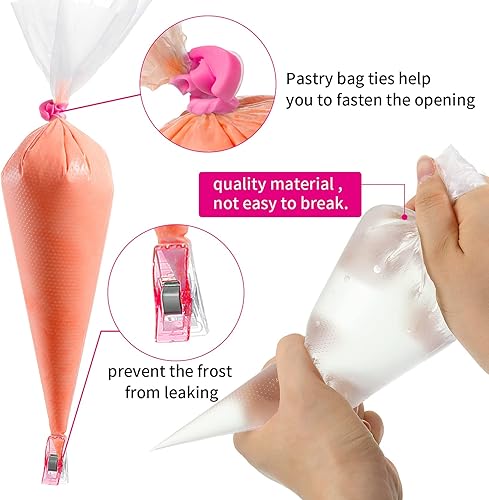 Miniatura 2 de 122 piezas de herramientas de decoración de galletas, 100 piezas de bolsas de pastelería, 10 piezas de corbatas para bolsas de pastelería, 10 piezas