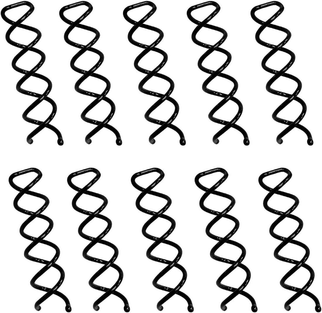 10PCS Spiral Hair Pins, Non-Scratch Ball Tips Screw Pins for DIY Hair Style (Black)