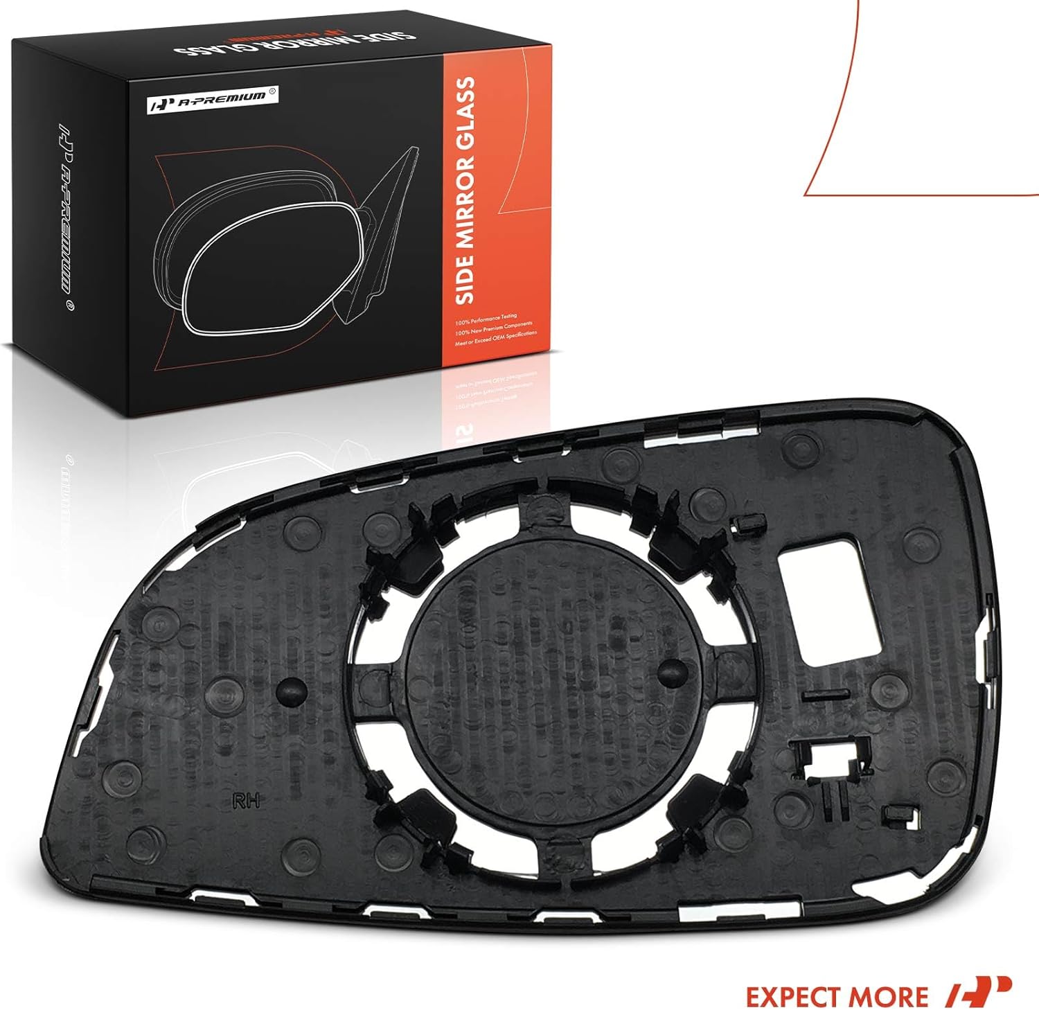 A-Premium Right Passenger Side Non-Heated Mirror Glass with Backing Plate - Compatible with Chevrolet Malibu 2008-2012 & Saturn Aura 2007-2009 - Exterior Side View Convex Mirror